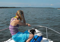 woman on a boat